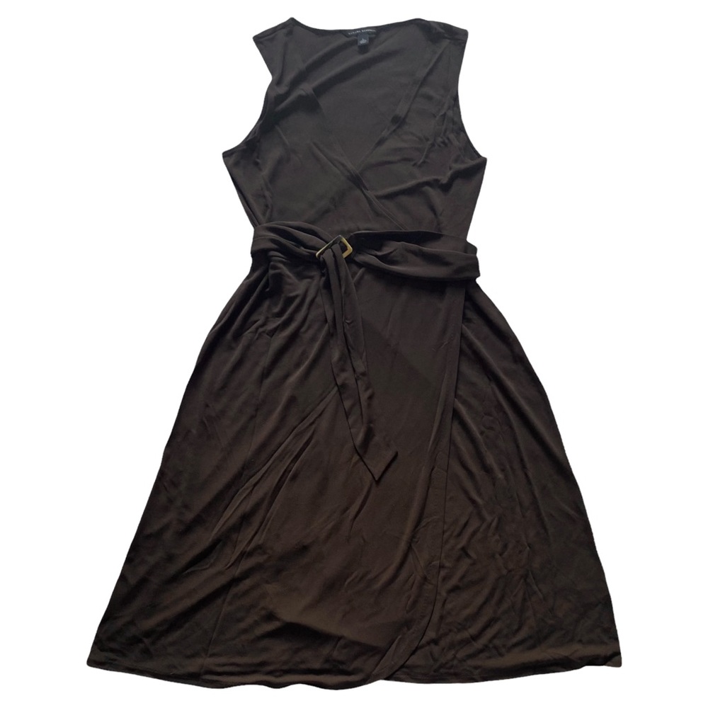 Banana Republic Mocha Brown Career Sleeveless Midi Wrap Dress with Belt Size L